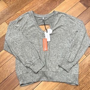 Z Supply The Marled Twist Back Top in Heather Gray XL